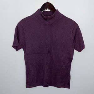 Finity Studio Ribbed Purple Mock Neck Top Small